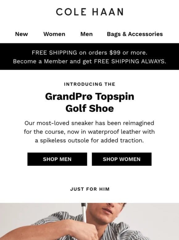 Introducing the GrandPrø Topspin Golf Shoe