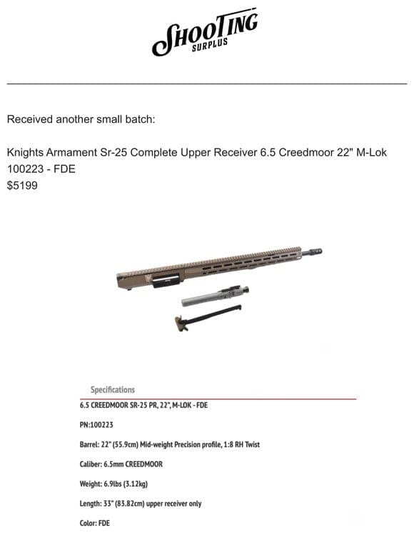 JUST ADDED: Knights Sr-25 Complete Upper Receiver 6.5 Creedmoor