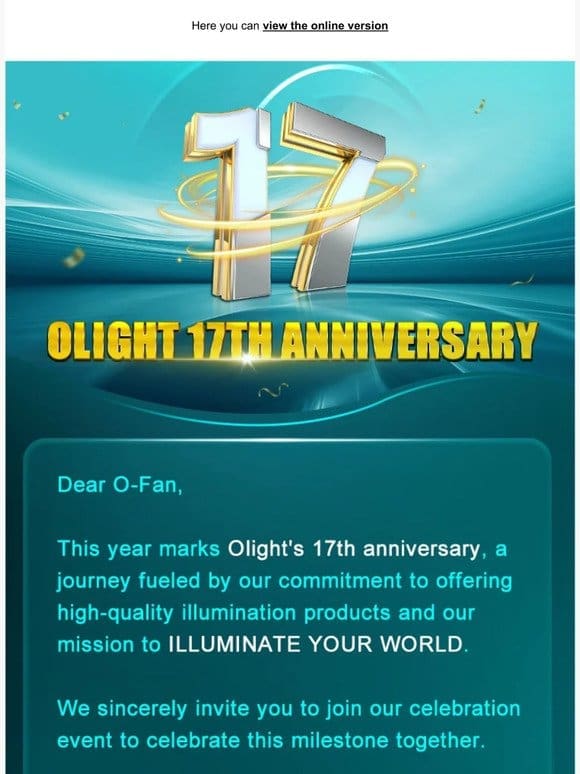 Join Us for Olight’s 17th Anniversary Celebration