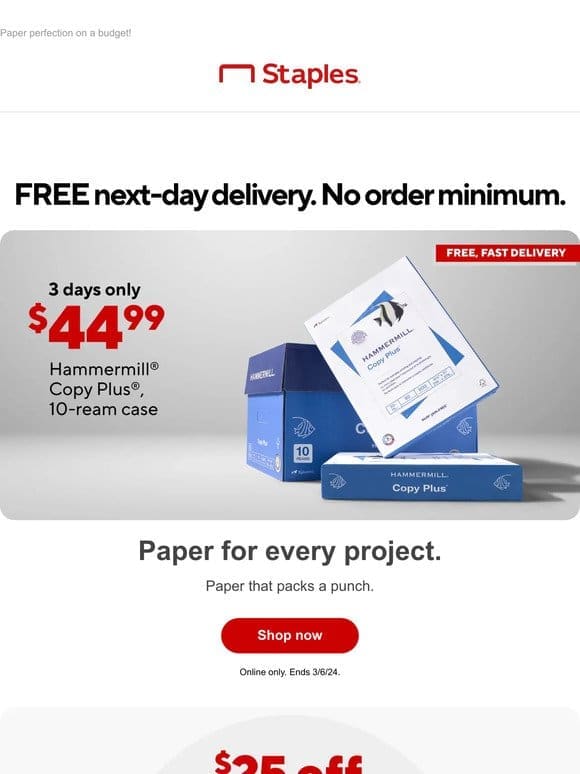 Just $44.99! Your Hammermill Copy Plus copy paper， 10-Ream case awaits.