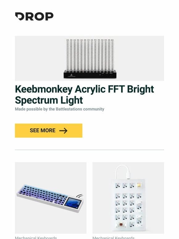 Keebmonkey Acrylic FFT Bright Spectrum Light， DOIO KB67-01 Mechanical Keyboard Kit， Womier K21 Hot-Swappable RGB Acrylic Mechanical Keypad and more…