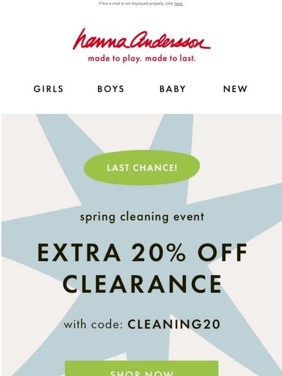 LAST CHANCE EXTRA 20% Off