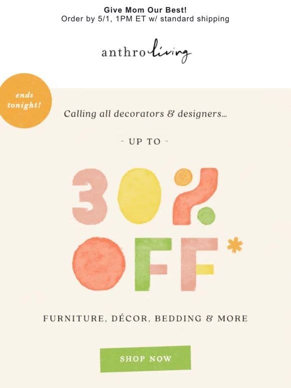 LAST DAY: up to 30% OFF 1500+ home styles!!