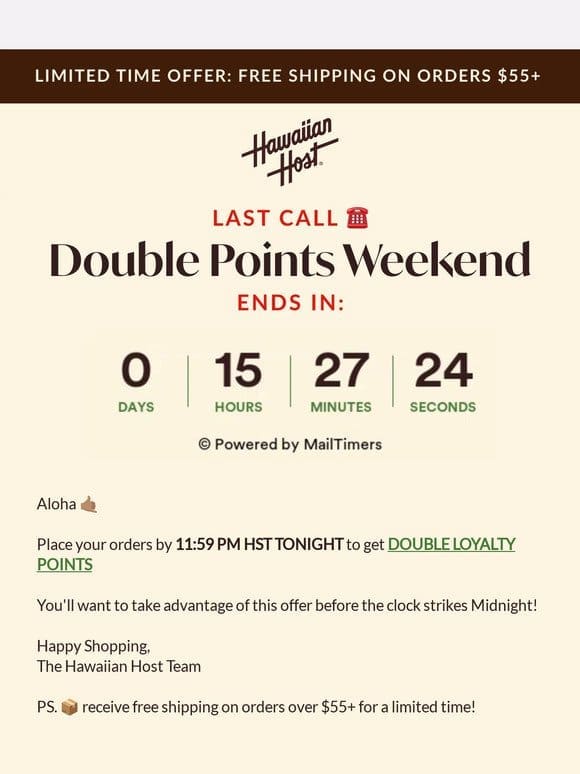 Last Call for DOUBLE Points