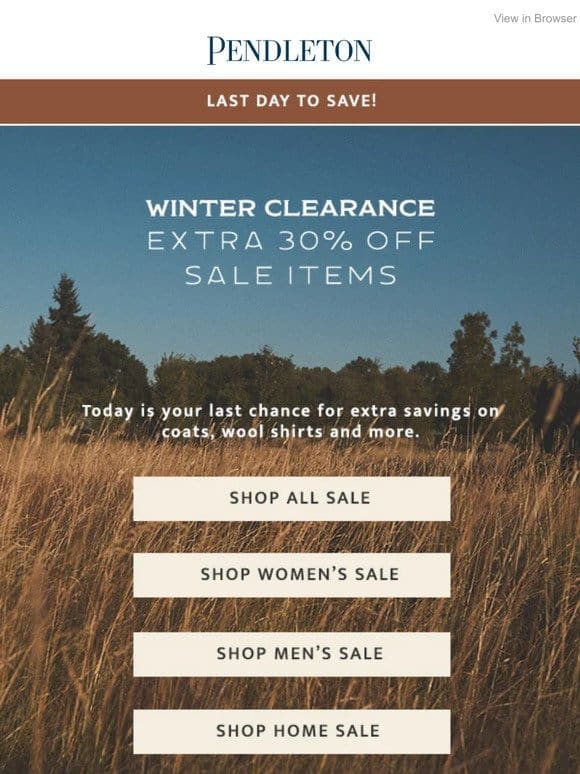 Last day of the Winter Clearance Sale