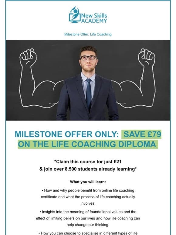 Learning Milestones: Life Coaching Diploma now just £21!