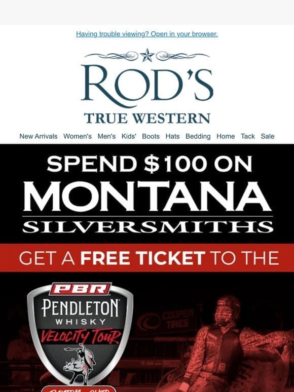 Limited Time: Free PBR Ticket with $100 Montana Silversmiths Purchase