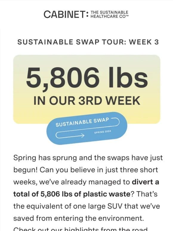 MAKE THE SUSTAINABLE SWAP   Week 3 Spotlight ⭐