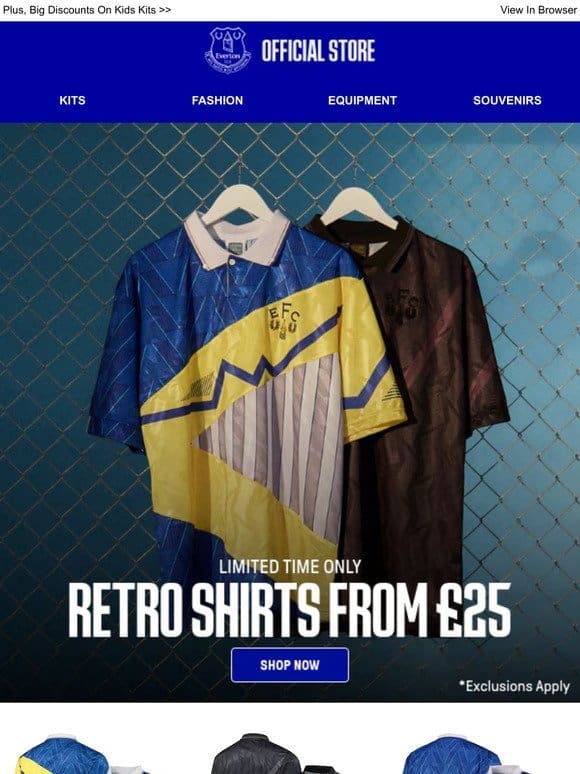 MATCHDAY OFFERS: Retro Shirts From £25