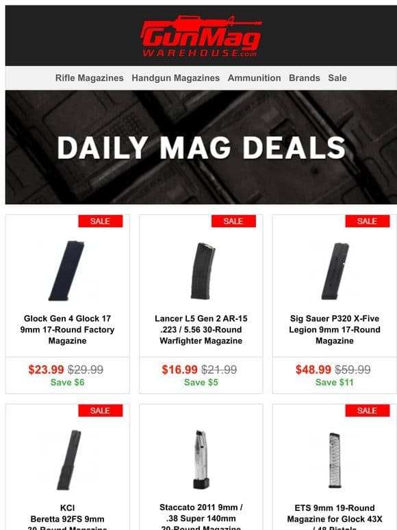 Magazine Deals You Don’t Want To Miss | Glock Gen 4 Glock 17 9mm 17rd Mag for $24