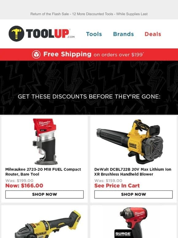 New Year Cordless Deals – Milwaukee， DeWalt， Makita and more!