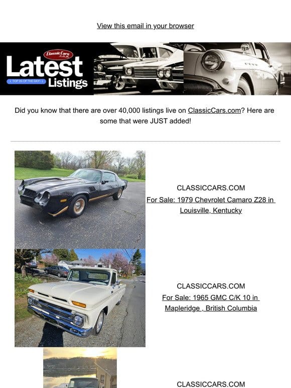 New listings available on ClassicCars.com!