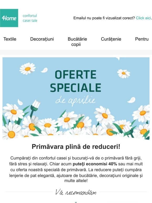 Oferte speciale de aprilie cu 40% reducere și multe altele!