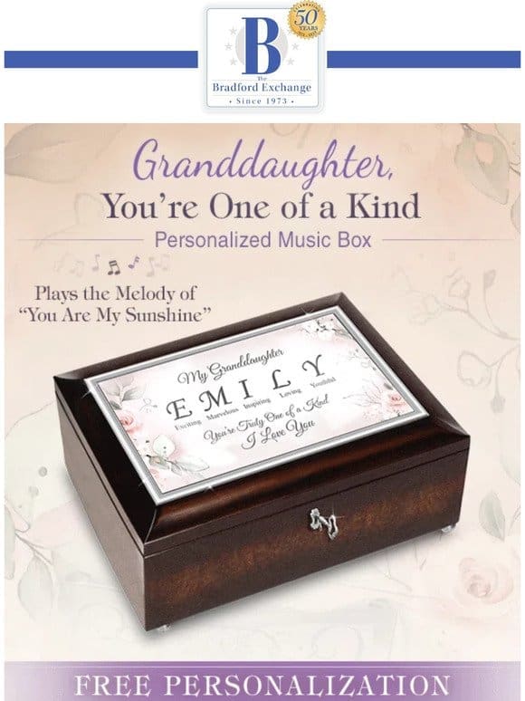 One-of-a-Kind Granddaughter Music Box – Personalization On Us!