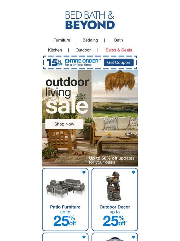 Outdoor Living Event Starts NOW — Up to 50% Off!