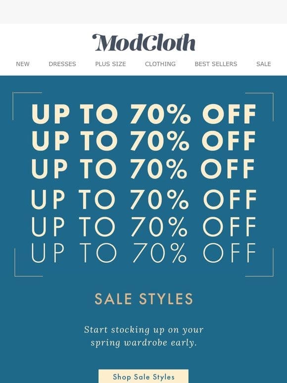 PRICE DROP! Up to 70% Off Sale Styles