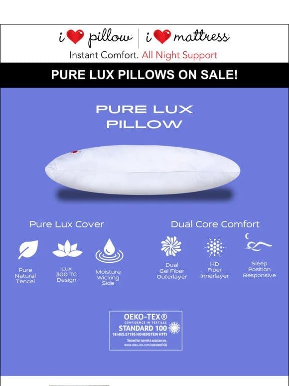 PURE LUX PILLOWS – 1 & 2 Packs Available and On Sale