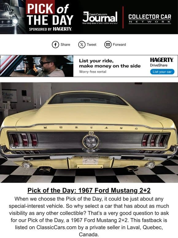 Pick of the Day: 1967 Ford Mustang 2+2