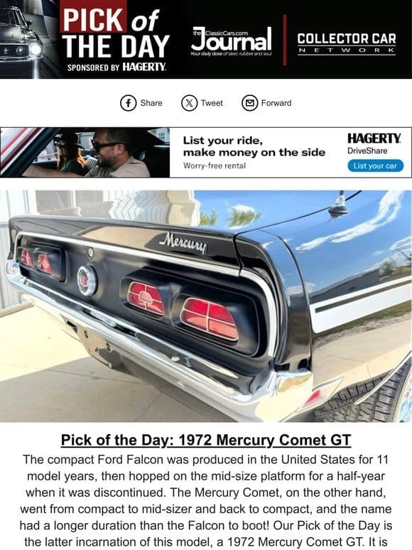 Pick of the Day: 1972 Mercury Comet GT