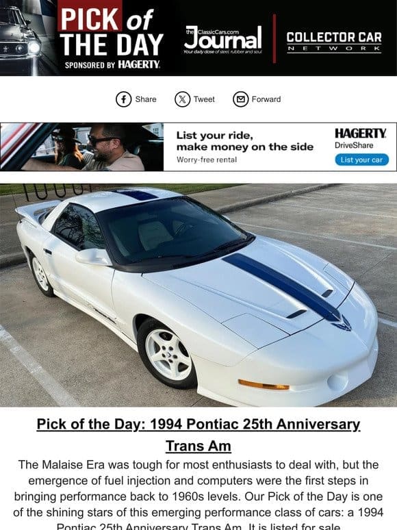 Pick of the Day: 1994 Pontiac 25th Anniversary Trans Am