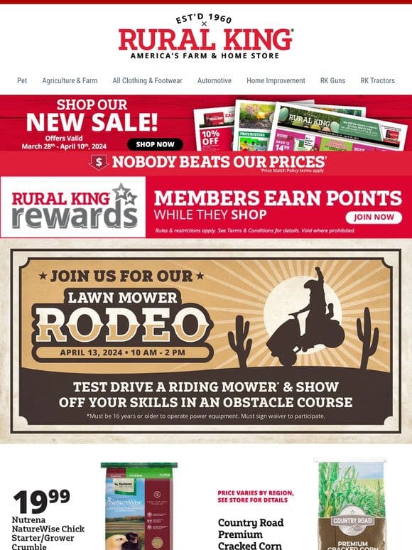 Rural King Exclusive Sale – 10% Off Red Brand Fencing & Join Us this Saturday for Lawn Mower Rodeo!