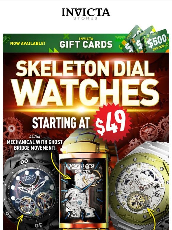 STARTING AT $49 ❗SKELETON DIAL WATCHES