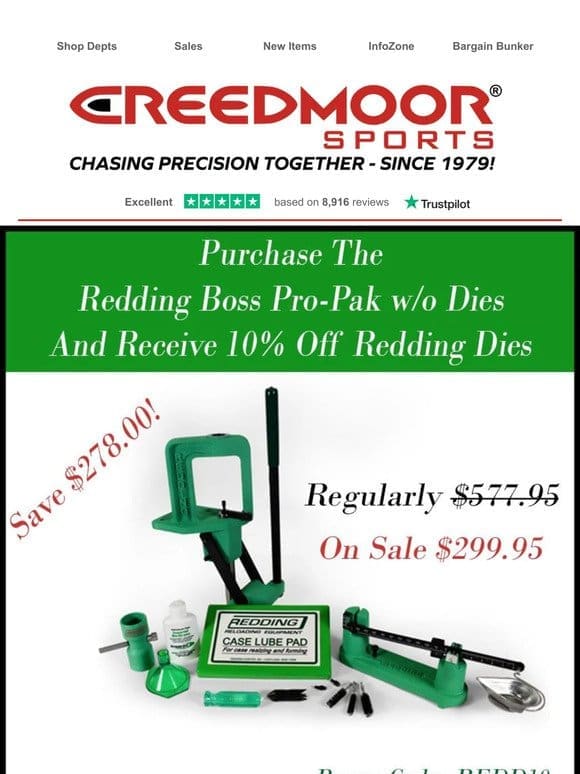 Save 10% On Redding Dies With Pro-Pak Purchase!
