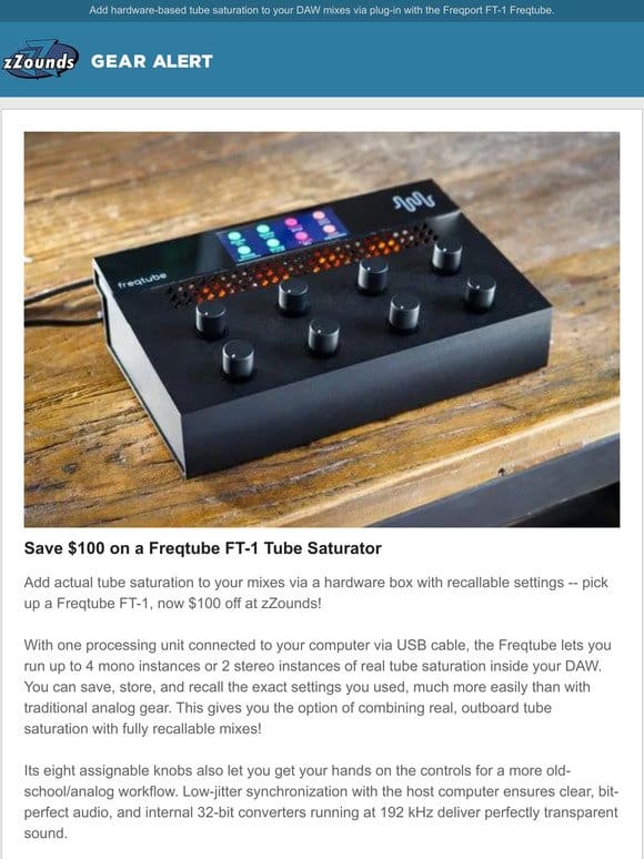 Save $100 on a Freqtube FT-1 Tube Saturator