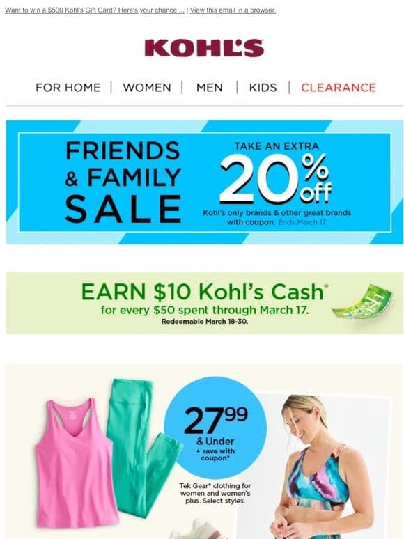 Save 20% & earn Kohl’s Cash! We treat our BFFs