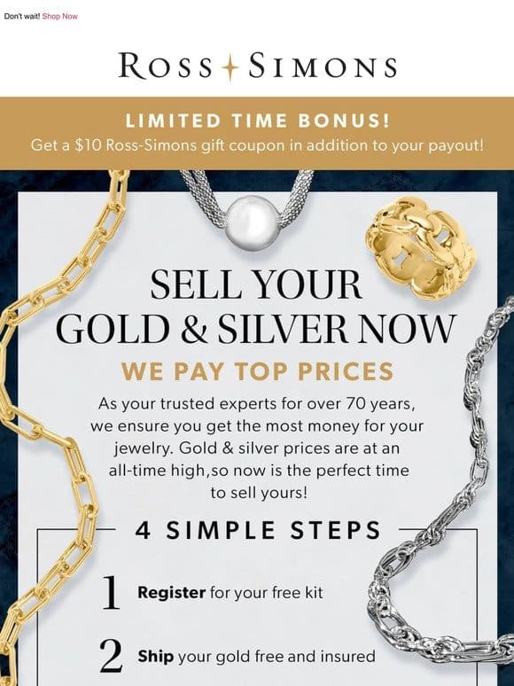 Sell your Gold NOW while the price is high – plus free RS gift coupon