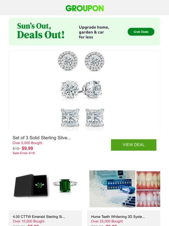 Set of 3 Solid Sterling Silver Stud Earring 7.00CT With Crystals From Swarovski and More