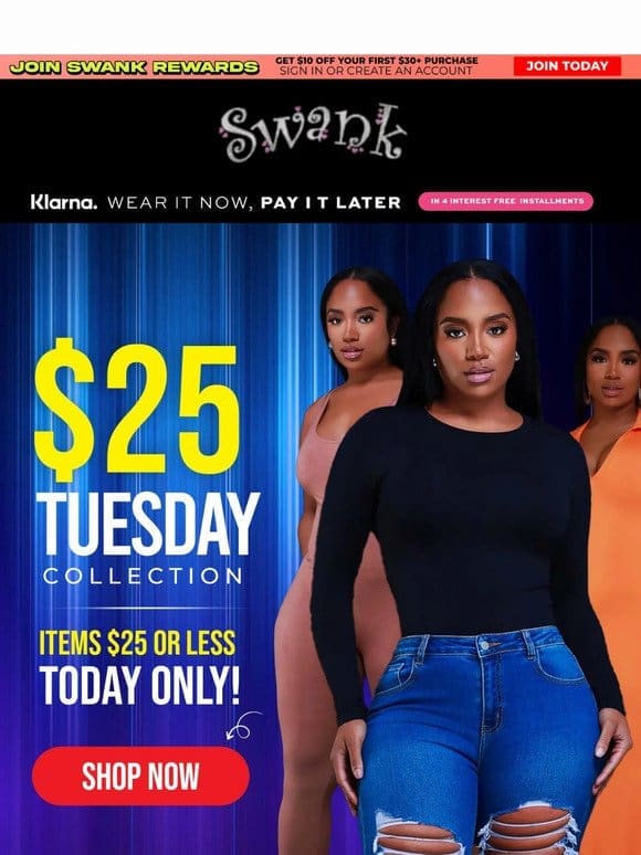 Shop $25 Tuesday Collection – One Day Deal