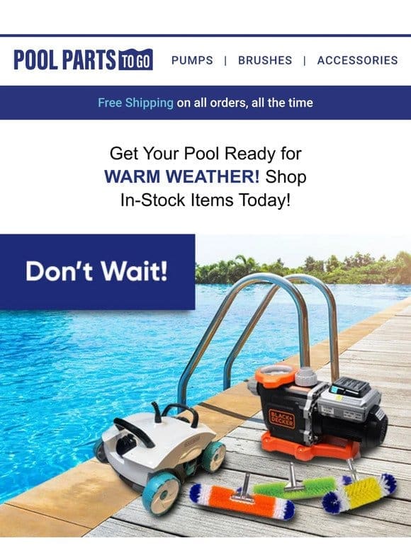 Shop In-Stock Pool Equipment ☀️