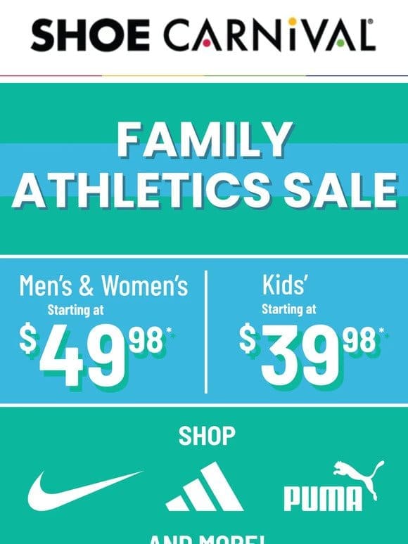 Shop sneakers for the family starting at $39.98!