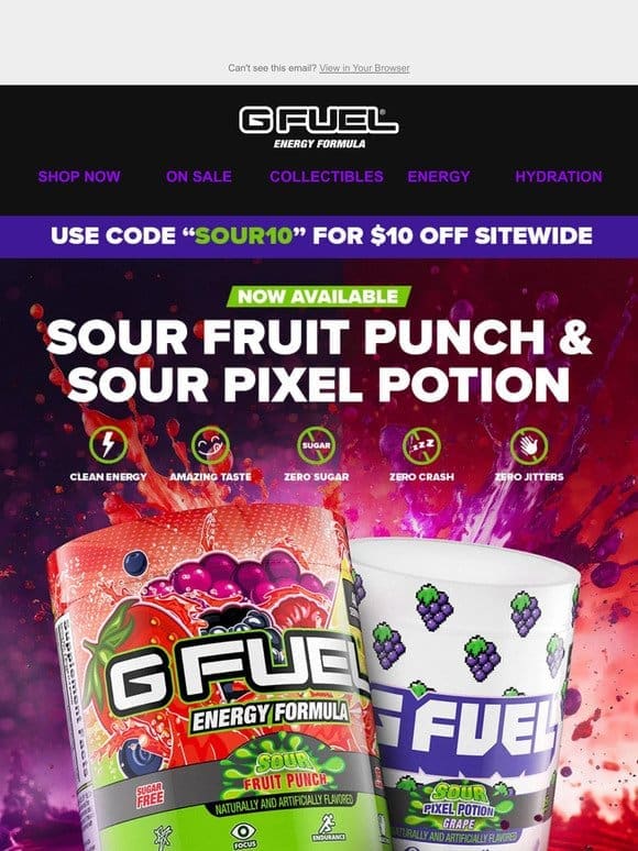 Sour Fruit Punch and Sour Pixel Energy Tubs NOW AVAILABLE!