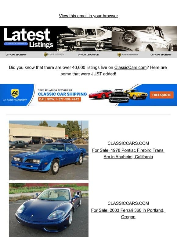 Speed through these listings to find your classic car!