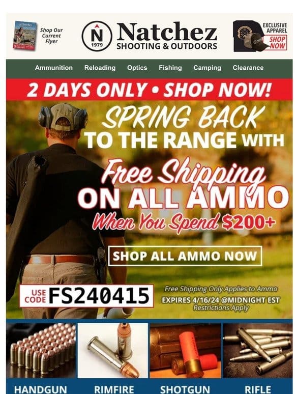 Spring Back with Free Shipping on ALL Ammo