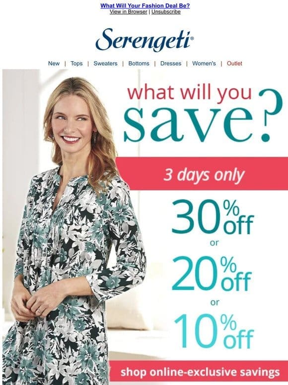 Spring Mystery Savings ~ Up to 30% Off Must-Have Spring & Summer Styles!