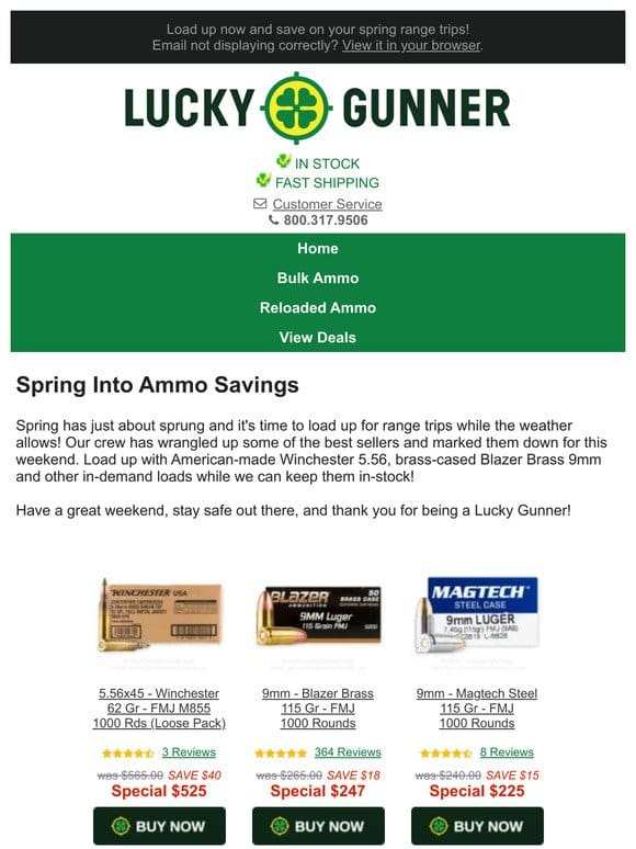 Spring Savings on Ammo This Weekend