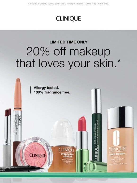 Spring makeup event   20% off makeup for a limited time.