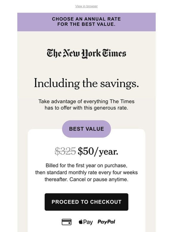 Spring savings have arrived: $50/year.