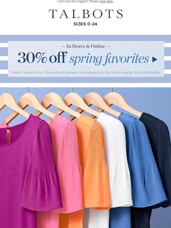 Spring’s Best Tops—30% off!