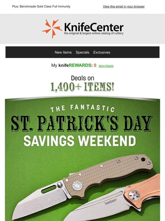 St. Patrick’s Day Savings Weekend!