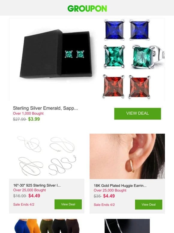 Sterling Silver Emerald， Sapphire， or Ruby Princess Cut Studs – Multiple Options and More