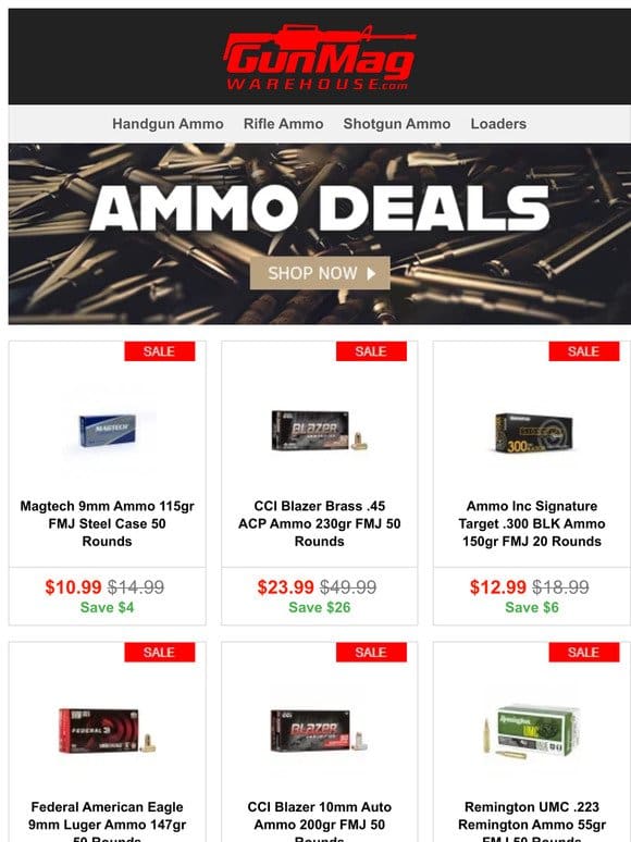 Stock Up On All Your Favorite Calibers | Magtech Steel Cased 9mm 115gr FMJ 50rd for $11