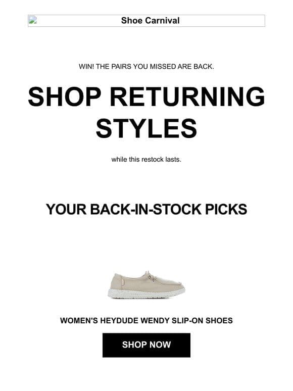 Styles you loved， now back in stock