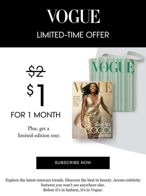 Subscribe to Vogue and get a limited-edition tote