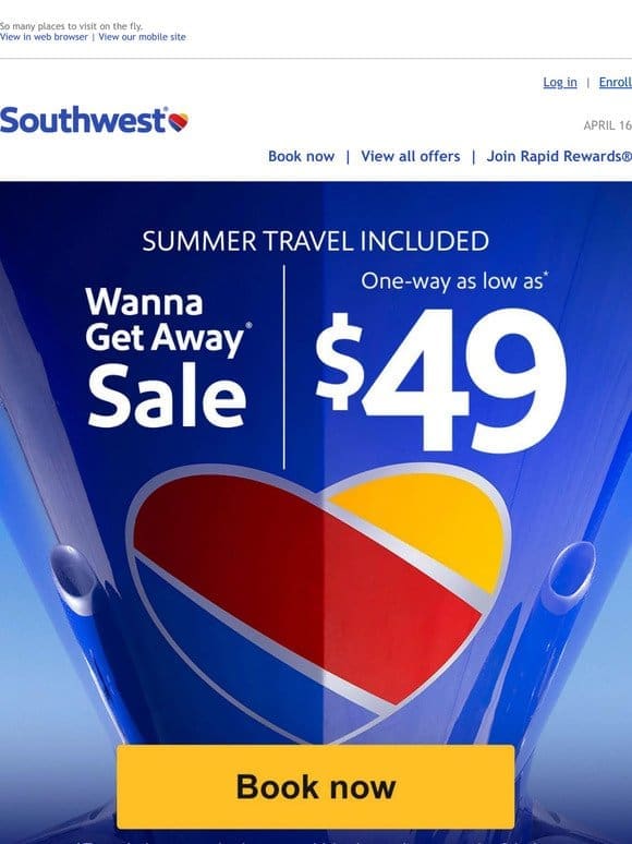 Summer’s here with sunny $49 sale fares!