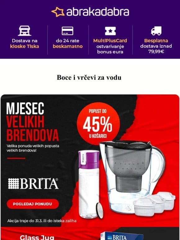 Svježa i čista voda svaki dan uz do – 45% na BRITA boce i vrčeve