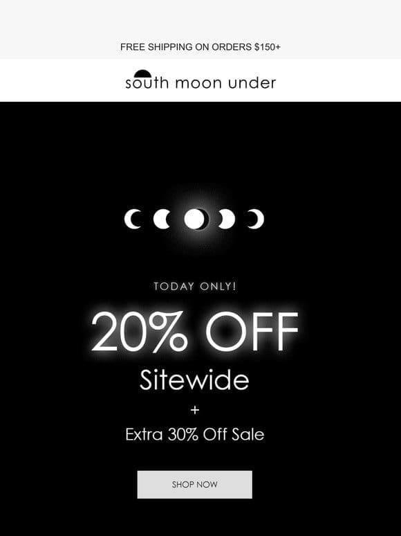 TODAY ONLY | 20% OFF SITEWIDE !!!!